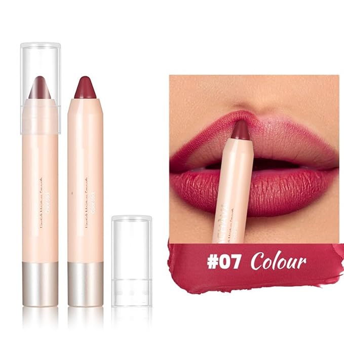 8 Colors High Pigmented Smooth Matte Lip Liner Pencil, Waterproof Velvet Lipstick Pen, Professional Lip Liner for Girls and Women (07)