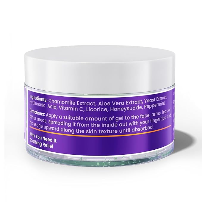 Aloe Vera Gel Soothes Skin for After IPL Laser Hair Removal Women Men in Face or Body, Travel Aloe Vera Gel for Sunburn Relief, Hydrate and Moisturize, Chamomile Extracts, 4.1 fl oz