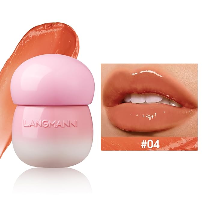 LANGMANNI Pudding Glow Lip Balm | Velvet-Smooth Lip Gloss for Nourished, Glowing Lips | Hydrating, Non-Sticky Glossy Tinted Lip Balm Makeup 0.28 Oz (#4, 1)