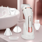 Electric Shavers for Women, 4 in 1 Hair Removal Kit with Epilator Bikini Trimmer Face Razor Body Brush Face Massager Foot Callus Remover, IPX7 Waterproof Lady Razors Set for Legs Armpit Bikini Pubic