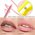 evpct 1Pcs Nude Pink Matte Long Lasting Lip Liner Pencils Makeup for Shaping & Sculpting Lips, No Transfer Long Wear Waterproof Pigmented Lip Liner lipliners Crayon Lipstick Pencil Sharpener 18