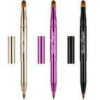 Retractable Dual End Lip Brush Concealer Brush with Cap, Lipstick Eyeshadow Foundation Makeup Brushes Gold, Black, Purple