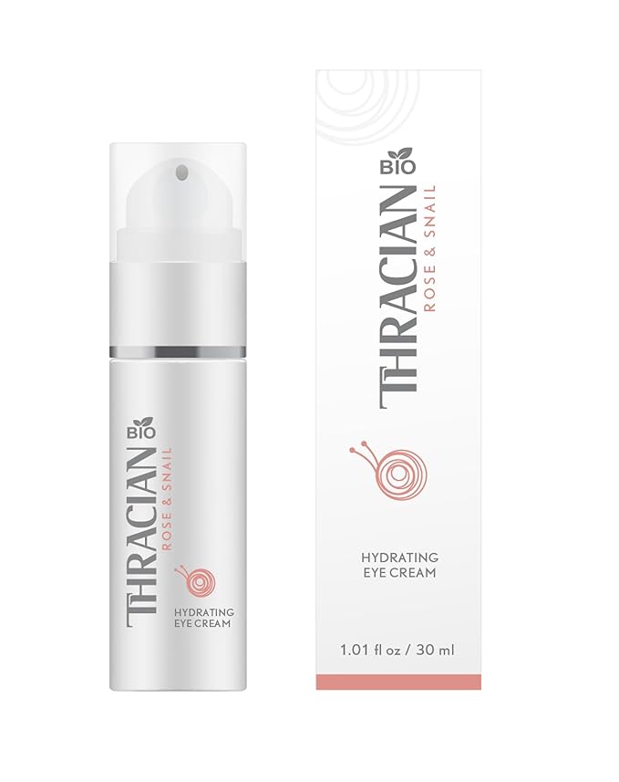 Thracian Bio Rose & Snail Hydrating Eye Cream for Dark Circles, Eye Bags and Puffiness with Bulgarian Bio Rosa Damascena Oil, Hyaluronic Acid and Pearl Powder, 30 ml/1.01 Fl Oz