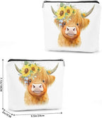 Western cosmetic bag highland cow