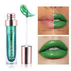 GECOMO Colorful Explosive Pearlescent Lip Gloss 3D Multifunctional Fine Glitter Chameleon Lip Gloss Polarized Diamond Makeup,Magic Big Brush Color Changing Lip Oil(106# COLORFUL GREEN FLASH)
