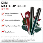 evpct 3Pcs Dark Color Colored Red Emerald Green Matte Liquid Lipstick Make up Set 24 Hour Long Lasting Waterproof Smudge Proof Deep red Green Liquid Lipstick Matte Lip Stain Gloss Liner Kit 8
