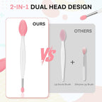 Unaone Lip Scrub Brush - 2 PCS Dual-ended Lip Scrubber Exfoliator and Silicone Lip Brush, 3-in-1 Silicone Lip Scrub Tool Lip Mask Applicator, Gentle Exfoliator & Applicator for Soft