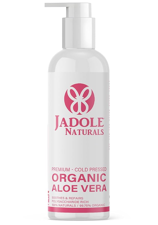 Organic Aloe vera Gel - 8.4 oz / 250ml | For Hair, Scalp, Face, Dry Skin, Sunburn, & Sensitive Skin -Reduces Redness, Helps Protect Damaged Skin | Cold Pressed, Vegan, 100% Natural