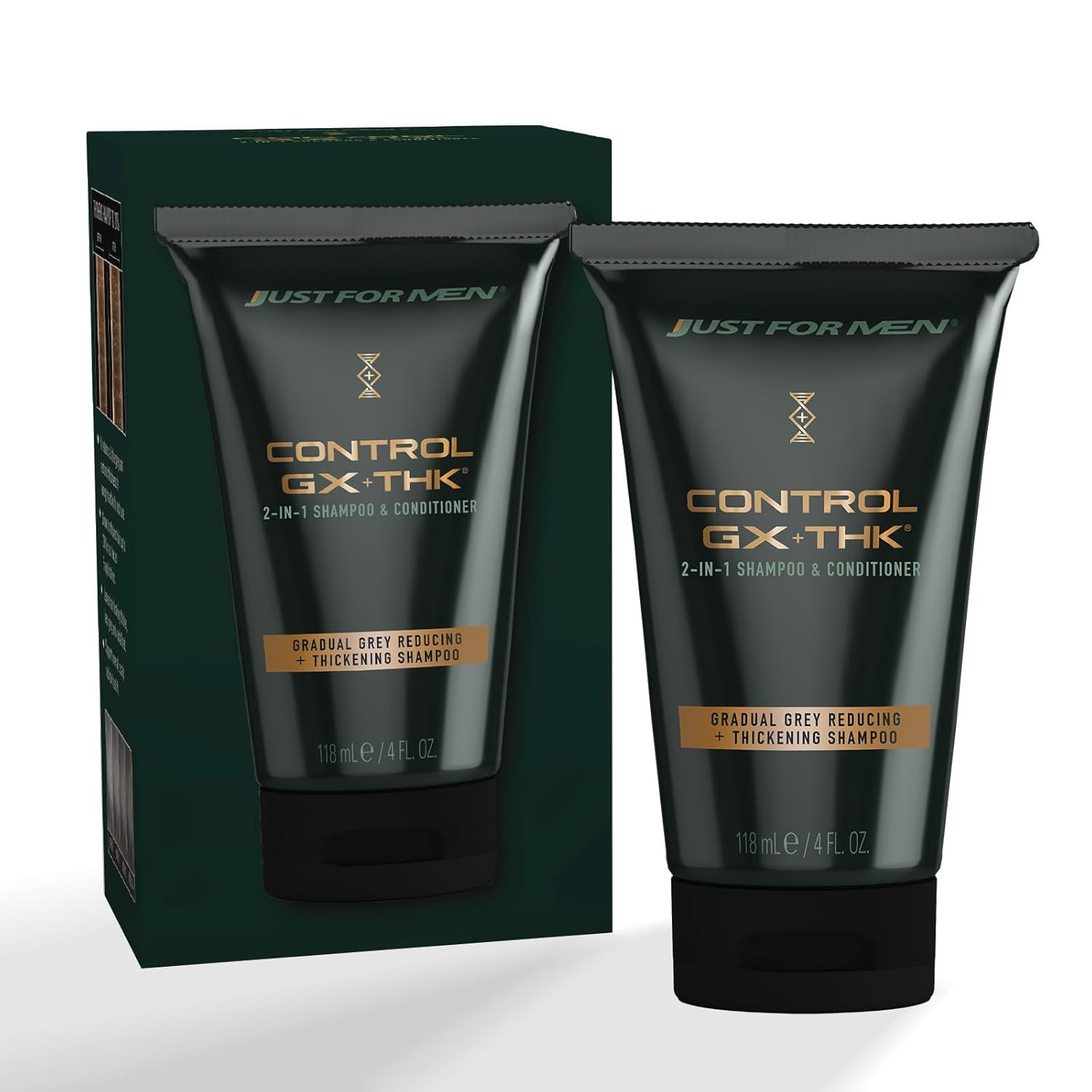 Just for Men Control GX + THK Thickening Shampoo and Conditioner with Grey Reduction, Shampoo for Thinning Hair with Alpha Keratin, Thickens Hair Up to 20%, Works with Every Hair Texture, 4 oz