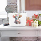 Floral farm animals cosmetic bag