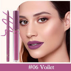 evpct 2Pcs Voilet Matte Lip Liner and Lipstick Pencils Lip Gloss Stains Makeup Set Kit for Women Long Lasting Waterproof 24