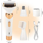 Electric Razor for Womens Men,Cordless Ladies Electric Shaver,4 in 1 Painless Wet & Dry Waterproof Body Razor and Facial Hair Remover,Rechargeable Hair Removal Kit for Bikini Underarm Hairs (White)