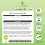 Aloderma Brightening Facial Cream - Made with 69% Organic Aloe Vera - Natural Skin Brightening Squalane & Niacinamide for Flawless Complexion, 1.7oz