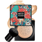 Air Cushion CC Cream Mushroom Head Foundation Air Cushion BB Cream Concealer Moisturizing Brighten Makeup Long Lasting Waterproof-Natural 1Pack