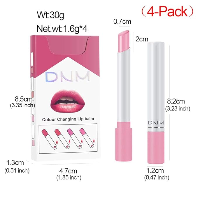 evpct 4 pk Mini Cigarette Color Changing Change Lipstick Sets PH Lip Balm Kit,DNM Litte Smoke Tube Red Lipstick Moisturizing Lip Stain Long Lasting Waterproof for Women labiales matte larga (A-Set05)