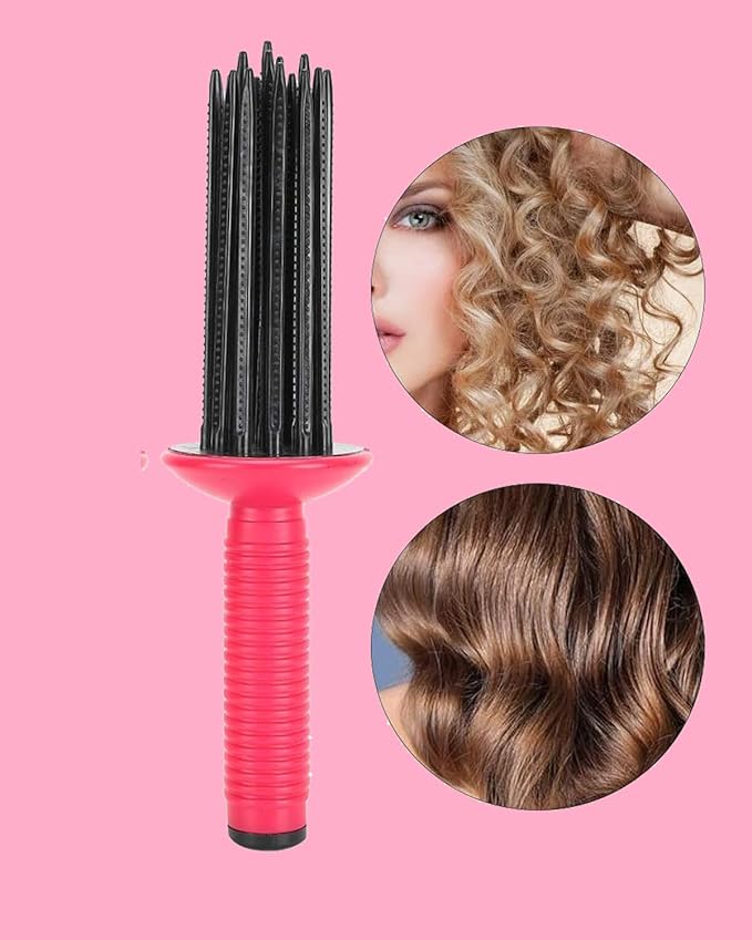 Hair Fluffy Styling Curler Curls Comb,Hair Curler Curling Make Up Brush Roller Tool Portable Hair Curling Roll Comb Anti‑Slip Professional Round Hair Brush for Home Personal Use Travel