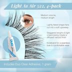 Ardell Light as Air 522 Lashes - Ultra Lightweight False Eyelashes, Comfortable Fit, 4 Pairs Pack