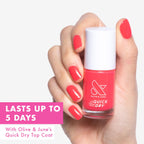 Olive & June Quick Dry Nail Polish | Instant Fast-Drying Smudgeproof Color | 15-free Vegan Cruelty-Free Formula | Lasts up to 5 Days | Salon-Quality Manicure Pedicure at Home |Pomodoro Tomato Red-Pink
