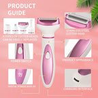 Electric Razor for Women, Bikini Trimmer Womens Shaver for Face Nose Eyebrow Body Leg Pubic Underarm Arm Ladies Rechargeable 4 in 1 Hair Removal Kit Painless Trimming, Gifts for Women (Pink)