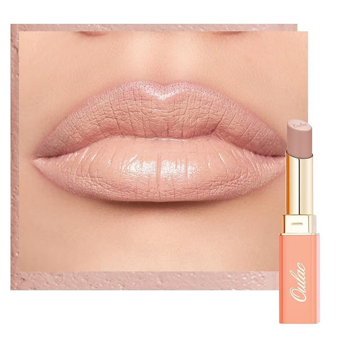Oulac Beige Lipsticks for Women, Pale Nude Matte Lip Base, Full Coverage Lip Color, Satin Matte Finish, Cream Texture, Hydrating, Infused with Hyaluronic Acid, Vegan & Clean Beauty 4g SG01 Bare