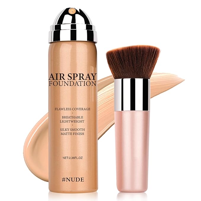 Airbrush Makeup Foundation for Mature Skin Magic Minerals Lightweight Air Makeup Airbrush Makeup Setting Spray for Smooth Radiant Finish（03# Nude Color）