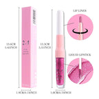 evpct Rose Metallic Glitter Lip Liner and Lipstick Combo Lip Gloss Stain Set Makeup for Women Long Lasting Waterproof 24, Metal Barbie Frosted Metallic Shimmer Glossy Iridescent Liquid Lipstick 15