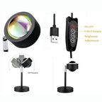 Amuou Sunset Lamp and Rainbow Lights,2 Colors in 1 Projector Sunset Light with 7 Levels of Adjustable 180 Degree Rotation Projection Led Night Light for Photography, Selfie, Tiktok and Home Decor