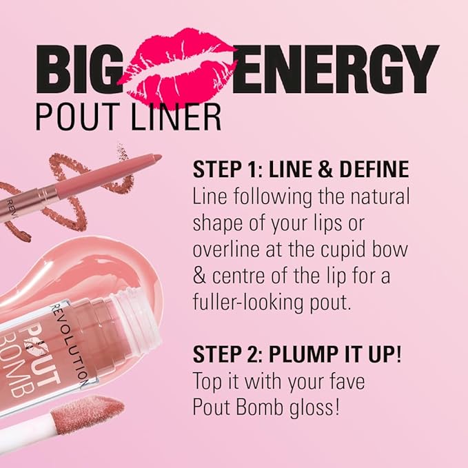 Revolution Beauty, Pout Bomb Plumping Lip Liner, Long Lasting Lip Shaper with Hyaluronic Acid & Vitamin E, Vegan & Cruelty-Free, Cool Deep Nude