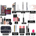 All In One Makeup Kit for Women Full Gift Surprise Makeup Set Includes Makeup Brush Set Eyeshadow Palette, Lip Gloss Set, Liquid Lipstick, Makeup Sponge, Foundation, Concealer, Eyebrow Pencil, Blush and etc (KIT004)