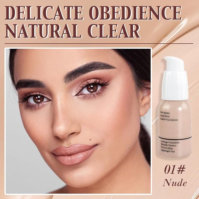 2Pcs Matte Liquid Full Coverage Foundation, Flawless Soft of 2)