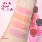 2Pcs Water Jelly Tint Blush,Jelly Blush Lip Cheek Coral+#04 Berry