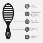 Wet Brush Speed Dry Hair Brush, Black Frost - Vented Design & Soft HeatFlex Bristles Are Blow Dry Safe - Ergonomic Handle Manages Tangles - Pain-Free Hair Accessories