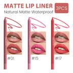 evpct 3Pcs Red Rose Deep Pink Vermilion Red Matte Long Lasting Wear Lip Liner Pencils Makeup Set for Shaping & Sculpting Lips, No Transfer Waterproof Lip Liner Crayon lipliners Lipstick Pencil 1+15+17