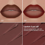 BINGBRUSH 2-in-1 Gradient Lip Liner & Lipstick Combo,2Pcs Matte Longwear Waterproof Lip Pencil with Cone Tip,Smudge Proof Crayon for Flawless Ombre Contour,Women's Long Lasting Makeup Set(06#&07)