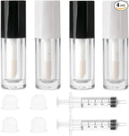 Qeuly 4 Pack Lip Gloss Tubes, 6ml Empty Lip Gloss Tubes with Wand, Clear Plastic Lip Gloss Containers for Skin Care Oil DIY Makeup Lipgloss Making Kit (D25xH86mm)