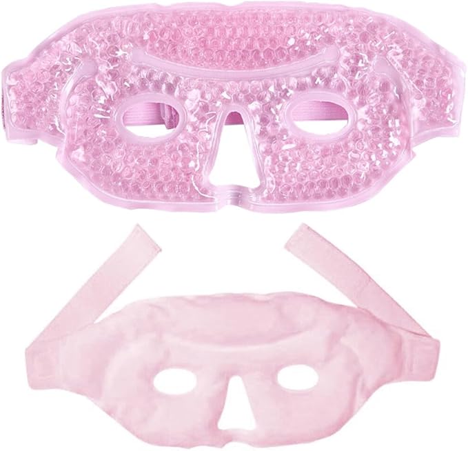 Reusable Gel Eye Mask, Cooling Eye Mask Reusable Small Ice Pack Under Eye Patches, Eye Hot Cold Treatment Pack for Redness, Pain Relief and Eye Relax, Pink,1 Pack