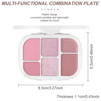 6-in-1 Cream & Powder Makeup Palette for Old Women – Blush, Highlighter & Eyeshadow, Matte & Shimmer Finish, Rose Nude Tones, Travel-Friendly Compact 03