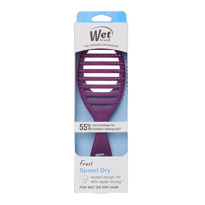 Wet Brush Speed Dry Hair Brush, Purple Frost - Vented Design & Soft HeatFlex Bristles Are Blow Dry Safe - Ergonomic Handle Manages Tangles - Pain-Free Hair Accessories