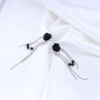 Punk Black Rose Flower Earring Long