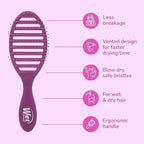 Wet Brush Speed Dry Hair Brush, Purple Frost - Vented Design & Soft HeatFlex Bristles Are Blow Dry Safe - Ergonomic Handle Manages Tangles - Pain-Free Hair Accessories