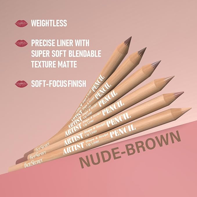 Beauty Glazed 6pcs Nude Brown Lip Liner Makeup Set - Waterproof & Smudge-Proof Matte Pencil, Long-Lasting & Durable, Smooth & Easy Glide, Non-Smudge, Contouring, Filling & Layering (NUDE-PINK Set)