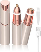 Facial Hair Removal Eyebrow Trimmer 2 in 1, Portable Facial Hair Remover for Women, Travel Rechargeable Hair Razor Bikini Shaver for Lady Men Girls for Face Peach Fuzz, Lips, Chin, Armpit, Body (Gold)