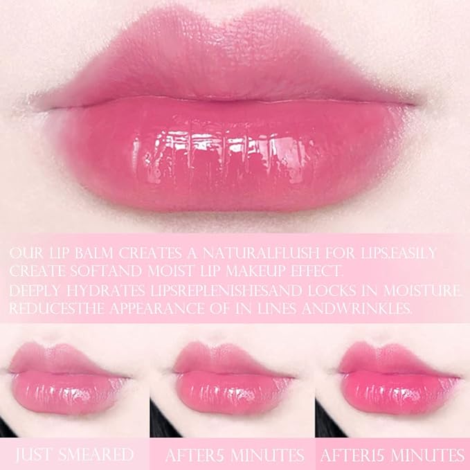 evpct 3Pcs Magic Color Changing Lipstick Long Lasting Waterproof 24 Hours Original for Women, Peach Strawberry Blueberry Pink PH Mood Permanent Color Changing Lipstick Lip Balm Gloss, labial magico