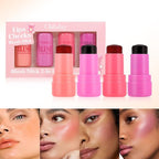 4 Pcs Milk Jelly Blush Stick,Buildable Watercolor Finish Free.（4 Color）