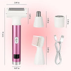 Electric Shaver for Women Men,2025 Cordless Electric Razor with 4 Accessories,Rechargeable Beauty Lady Led Display Facial Hair Remover,Smooth & Silky Bikini Trimmer for Body (Pink)