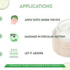 Shir-Organic Pure Cucumber Eye Cream For Dark Circles Eye Puffiness Wrinkles Instant Hydration Anti Aging Eye Cream for All Skin Type (30 ML)