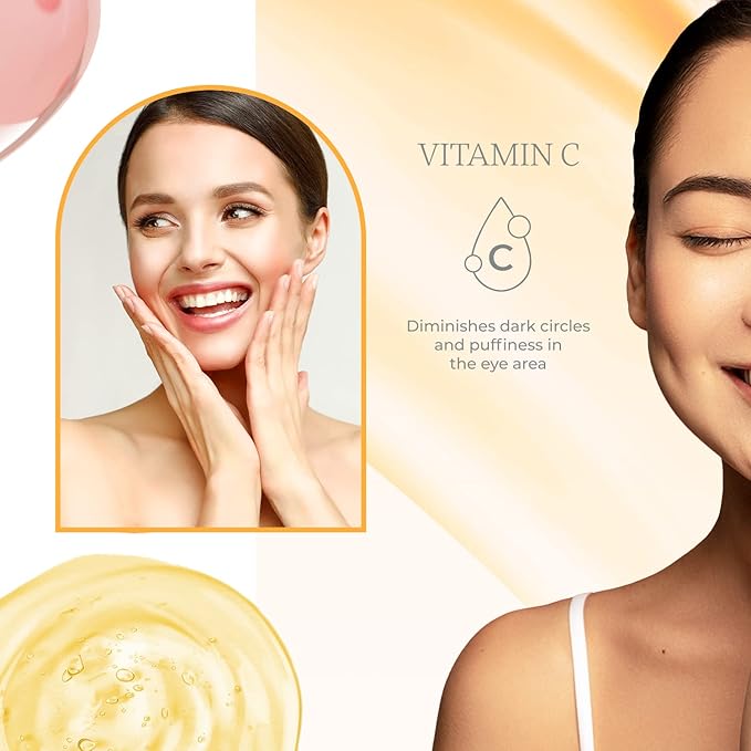 Vitamin C, Collagen and Peptides Eye Cream - Reduces Dark Circles, Puffiness & Eye Bags, Brightening Under Eye Cream - Cruelty Free Korean Skin Care For All Skin Types - 1.0 Fl. oz/ 30ml