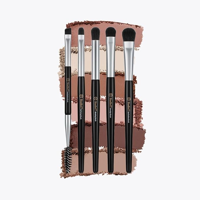 Eye Makeup Brush Set 5 Pcs | Small & Portable Eye Shadow Brushes | Korean Eye Makeup Brushes | Premium Synthetic Bristles for Professionals