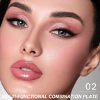 6-in-1 Cream & Powder Makeup Palette – Blush Highlighter & Eyeshadow, Matte & Shimmer Rose Nude Tones, Travel-Friendly Compact for Daily & Travel Use 02