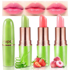 evpct 3Pcs Magic Color Changing Lipstick Long Lasting Waterproof 24 Hours Original for Women, Aloe Vera Strawberry Peach Pink PH Mood Permanent Color Changing Lipstick Lip Balm Gloss, labial magico